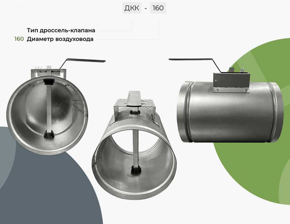 Дроссель клапан круглого сечения